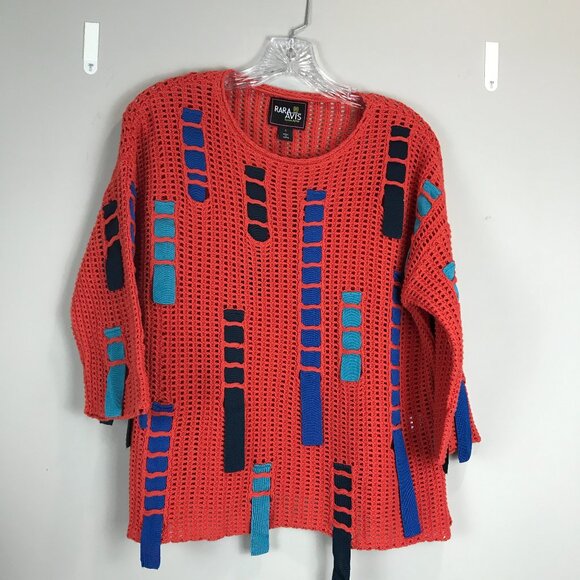 Women's Rara Avis by Iris Apfel Red cotton blend Sweater Size S - Picture 1 of 7